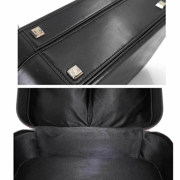 Louis Vuitton Monogram Glace Valisette MM Hand Bag Case Leather Noir - Picture 7 of 8